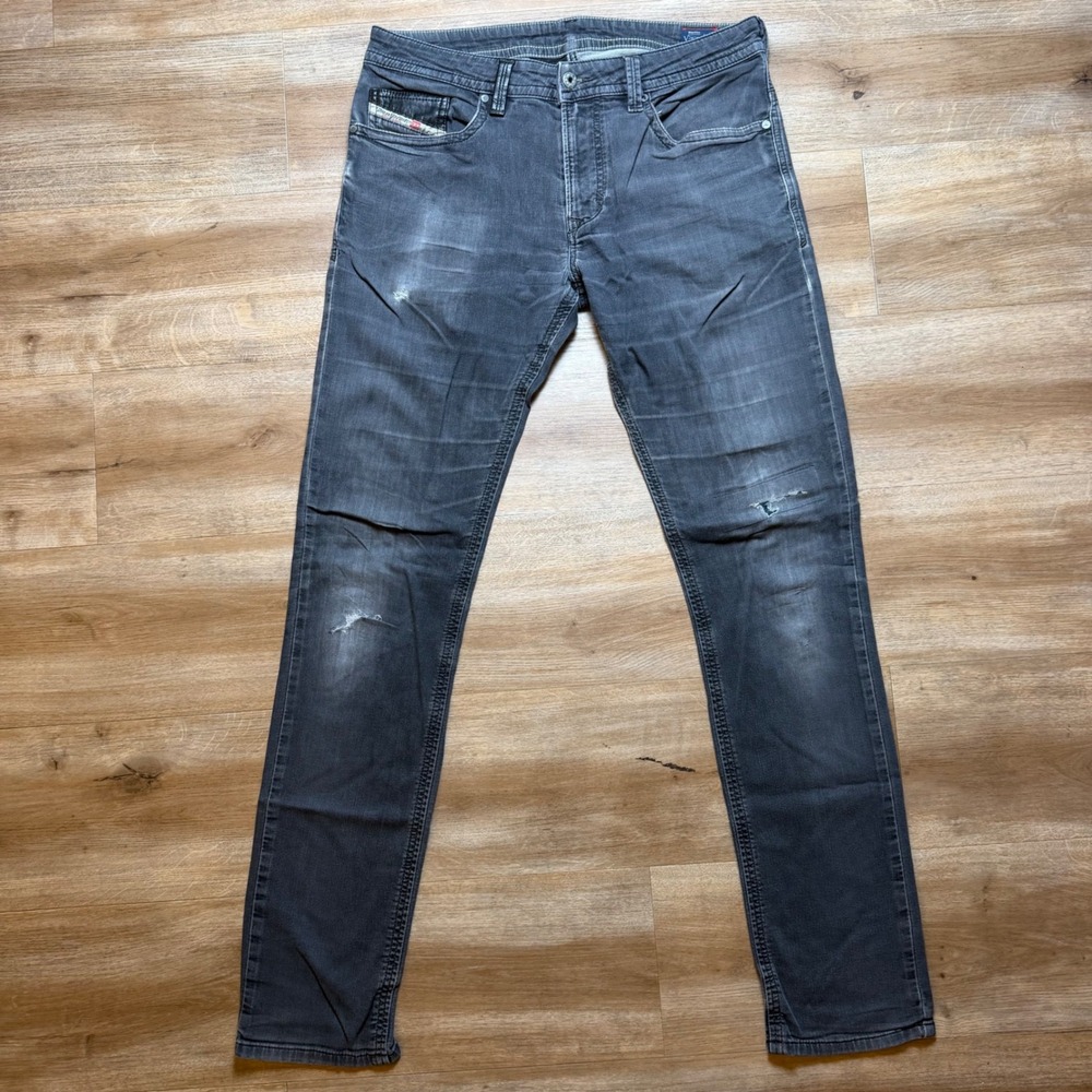 Diesel Thavar-NE JoggJeans Mens 32x32 Gray Slim Fit Distressed Sweatpants Denim
